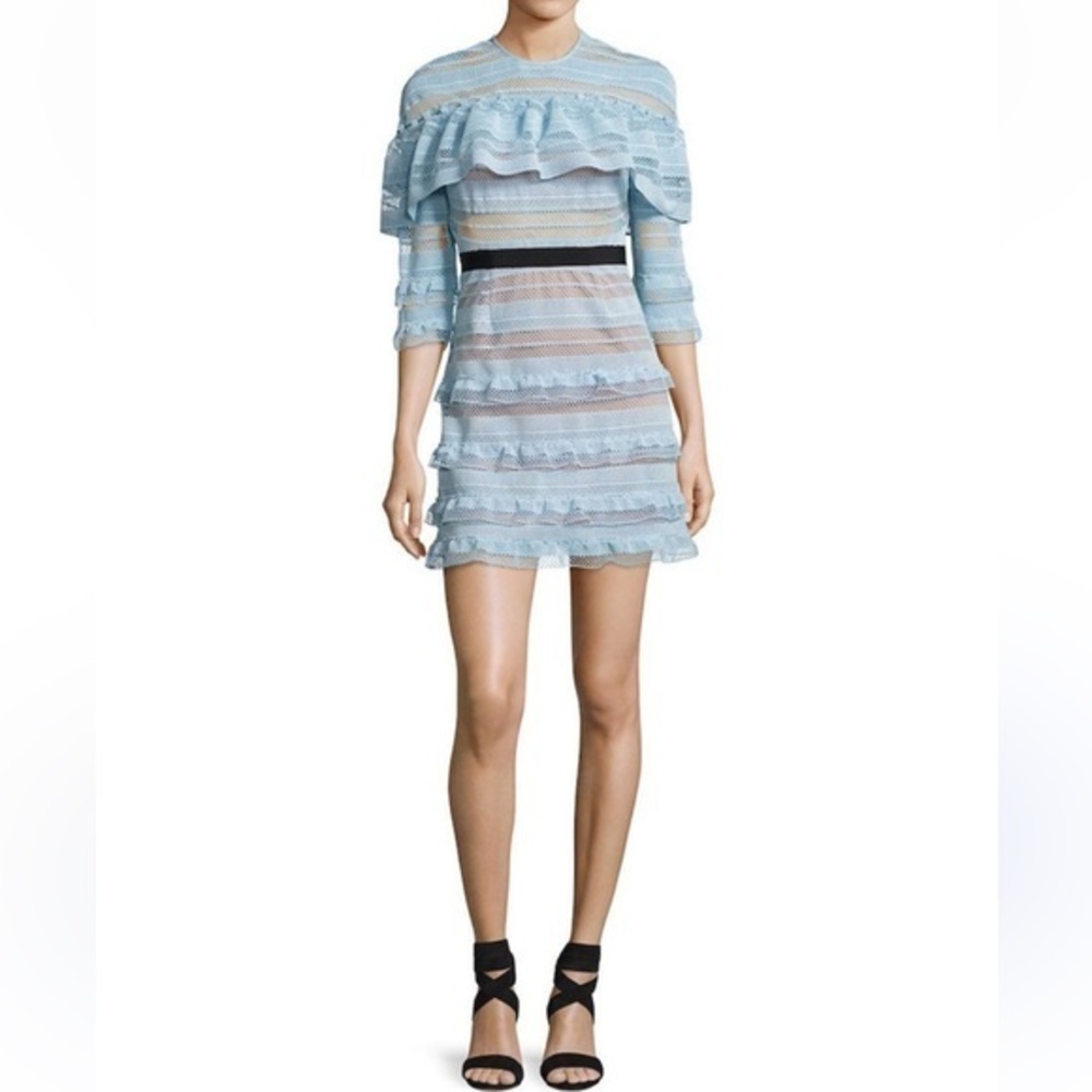 Cherie Blue Mini Grid Ruffle Black. And Retro Avant Garde Mini Dress Size Small